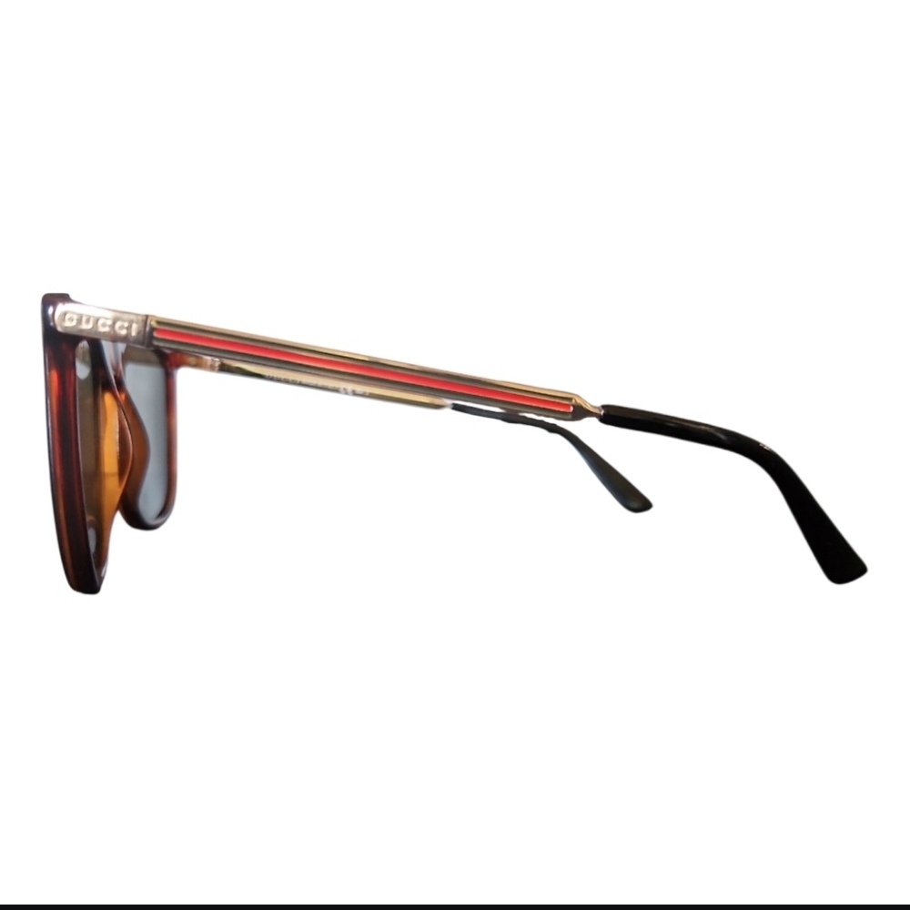 GUCCI | Tortoiseshell Square Sunglasses With Green / Red Striped Detail 1129/S - Picture 5 of 9